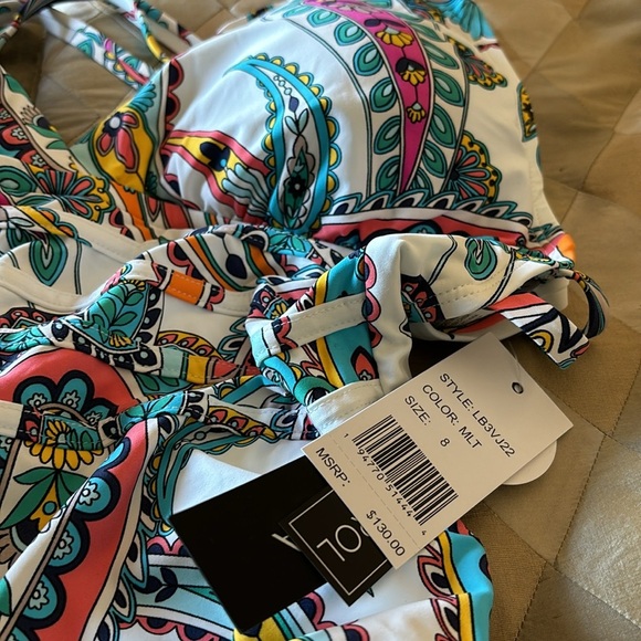 La Blanca Women's Multi Strap Cross Back One Piece Swimsuit size 8 - Picture 4 of 7